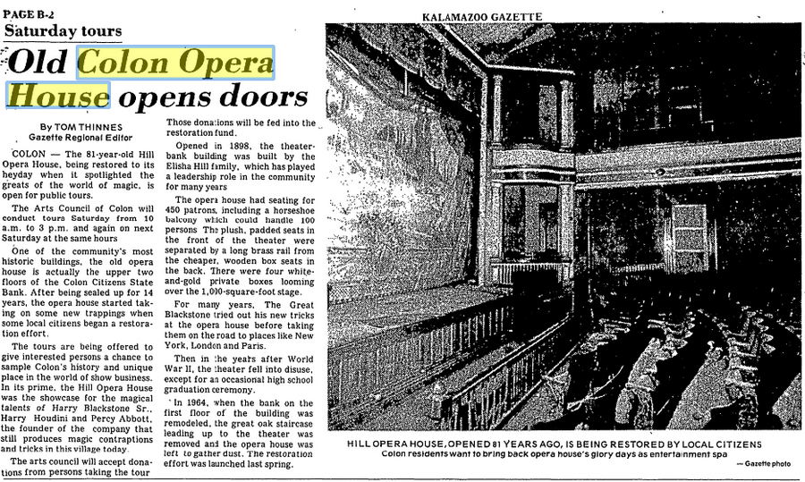 Hills Opera House - April 1979 (newer photo)